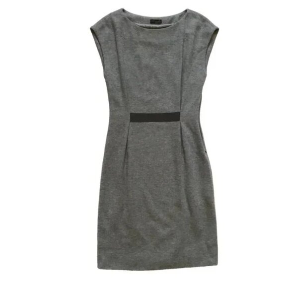 Peserico Midi Sheath Dress Womens 38 2  Gray Crew Neck Cinched Waist Cotton - Picture 10 of 10